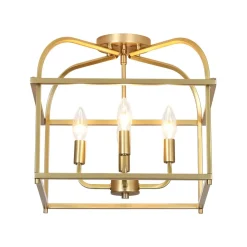 Modern 4-Light Candle Style Square Cage Semi Flush Mount