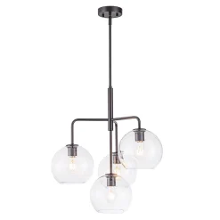 Modern 4-Light Clear Glass Bubble Hanging Sputnik Chandelier