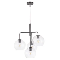 Modern 4-Light Clear Glass Bubble Hanging Sputnik Chandelier