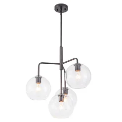 Modern 4-Light Clear Glass Bubble Hanging Sputnik Chandelier