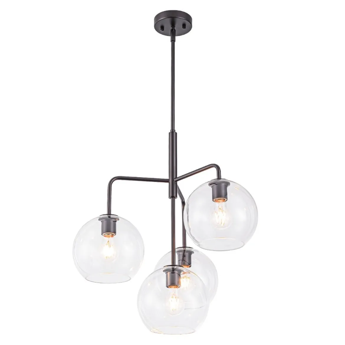 Modern 4-Light Clear Glass Bubble Hanging Sputnik Chandelier