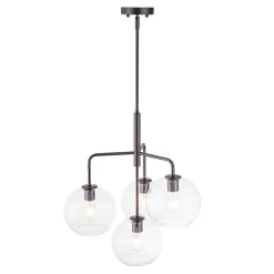 Modern 4-Light Clear Glass Bubble Hanging Sputnik Chandelier