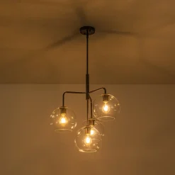 Modern 4-Light Clear Glass Bubble Hanging Sputnik Chandelier