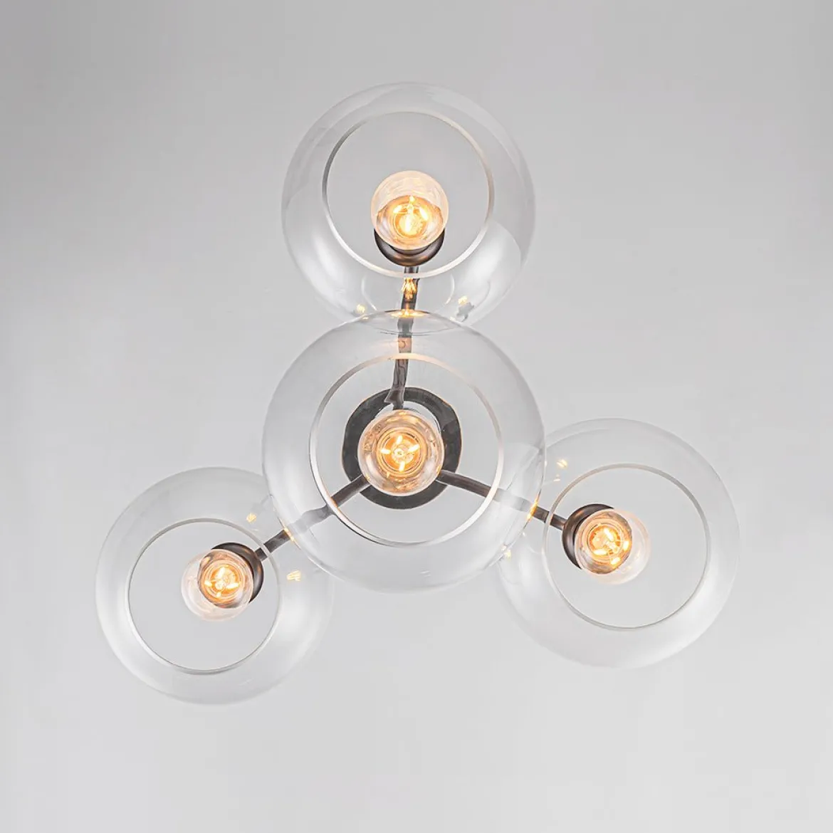 Modern 4-Light Clear Glass Bubble Hanging Sputnik Chandelier