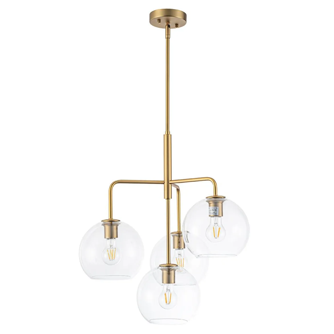 Modern 4-Light Clear Glass Bubble Hanging Sputnik Chandelier