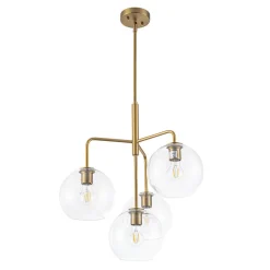 Modern 4-Light Clear Glass Bubble Hanging Sputnik Chandelier
