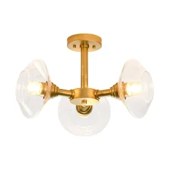 Modern 3-Light Clear Glass Round Sputnik Semi Flush Mount
