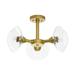 Modern 3-Light Clear Glass Round Sputnik Semi Flush Mount