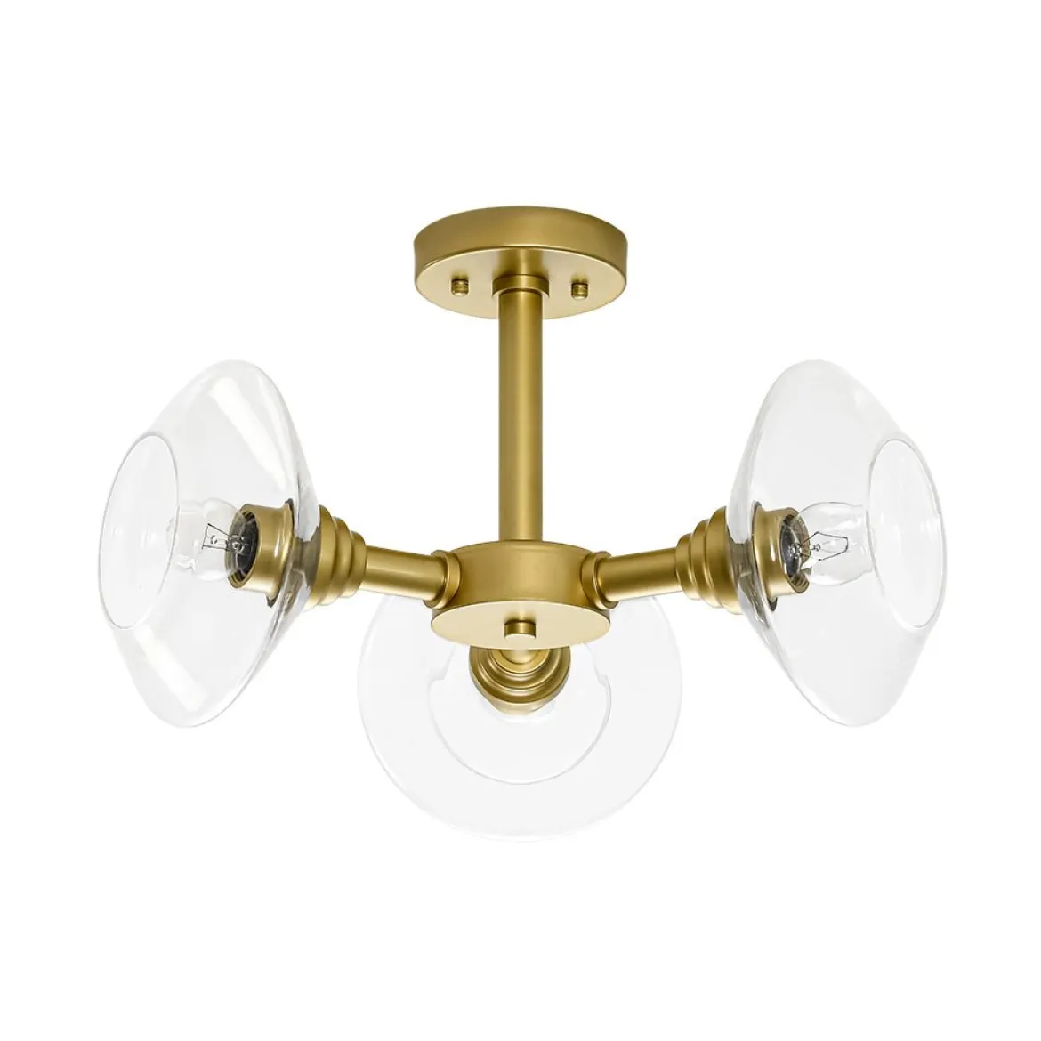 Modern 3-Light Clear Glass Round Sputnik Semi Flush Mount
