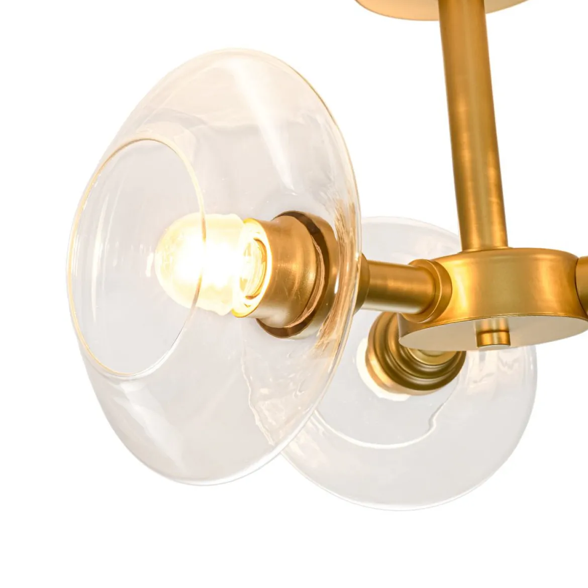 Modern 3-Light Clear Glass Round Sputnik Semi Flush Mount