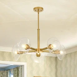 Modern 5-Light Clear Glass Round Sputnik Chandelier