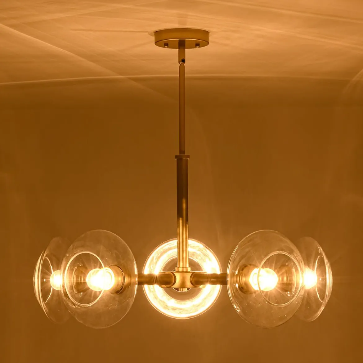 Modern 5-Light Clear Glass Round Sputnik Chandelier