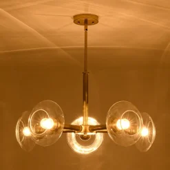 Modern 5-Light Clear Glass Round Sputnik Chandelier
