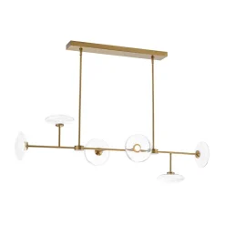 Modern 6-light Clear Glass Dimmable LED Linear Island Chandelier