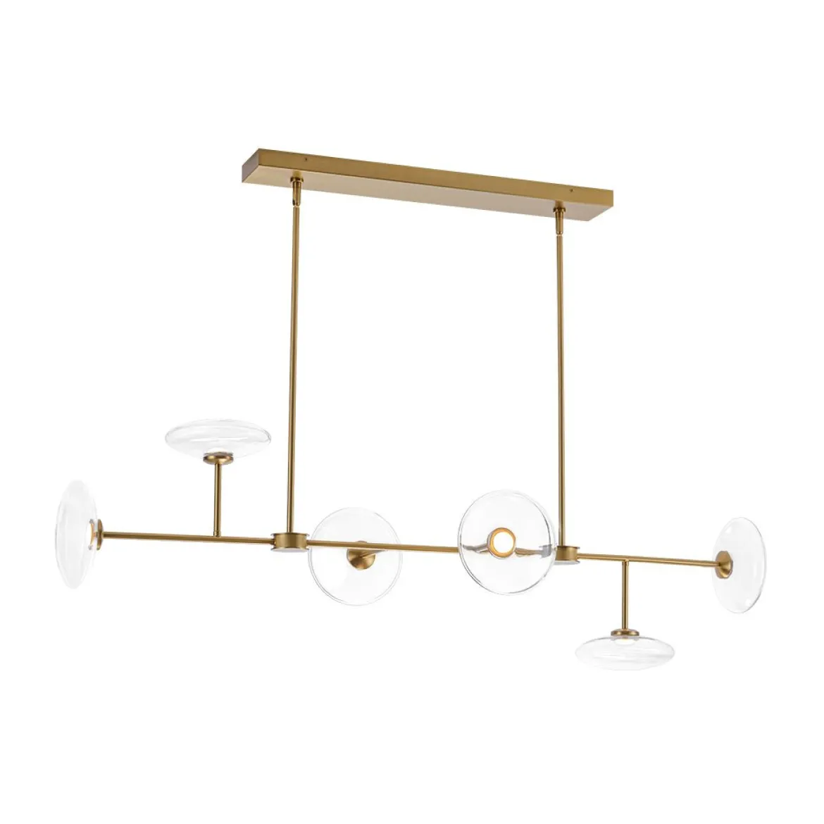 Modern 6-light Clear Glass Dimmable LED Linear Island Chandelier