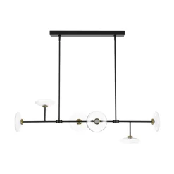 Modern 6-light Clear Glass Dimmable LED Linear Island Chandelier