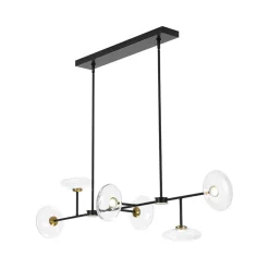 Modern 6-light Clear Glass Dimmable LED Linear Island Chandelier