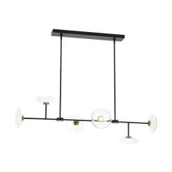 Modern 6-light Clear Glass Dimmable LED Linear Island Chandelier
