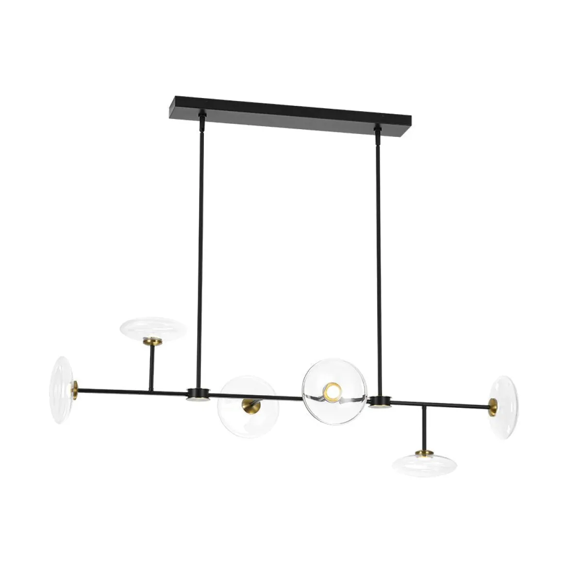 Modern 6-light Clear Glass Dimmable LED Linear Island Chandelier