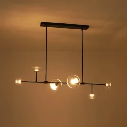 Modern 6-light Clear Glass Dimmable LED Linear Island Chandelier