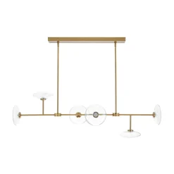 Modern 6-light Clear Glass Dimmable LED Linear Island Chandelier