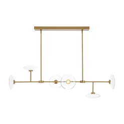 Modern 6-light Clear Glass Dimmable LED Linear Island Chandelier