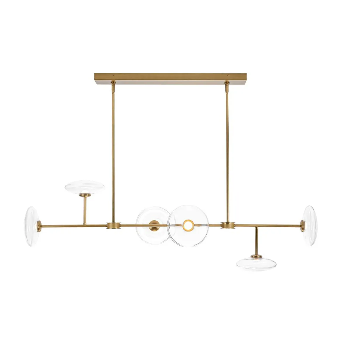 Modern 6-light Clear Glass Dimmable LED Linear Island Chandelier