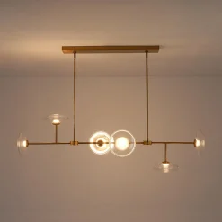 Modern 6-light Clear Glass Dimmable LED Linear Island Chandelier