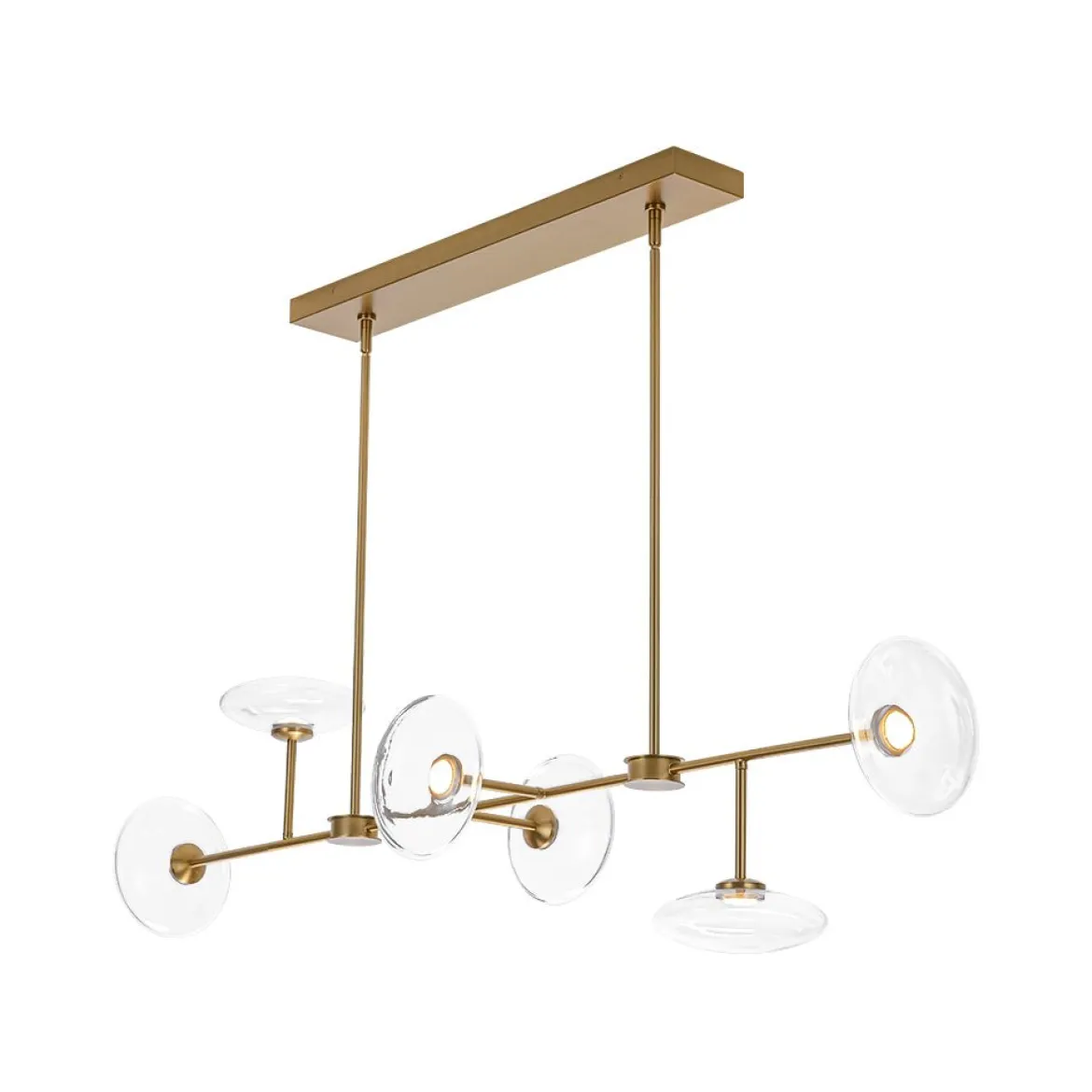 Modern 6-light Clear Glass Dimmable LED Linear Island Chandelier