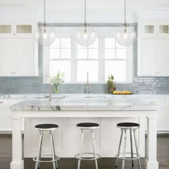 Modern 1-Light Clear Ribbed Glass Globe Pendant