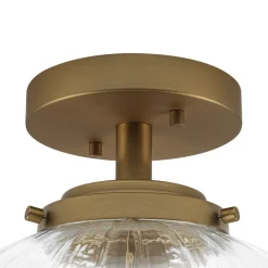 Modern 1-Light Clear Ribbed Glass Globe Semi Flush Mount