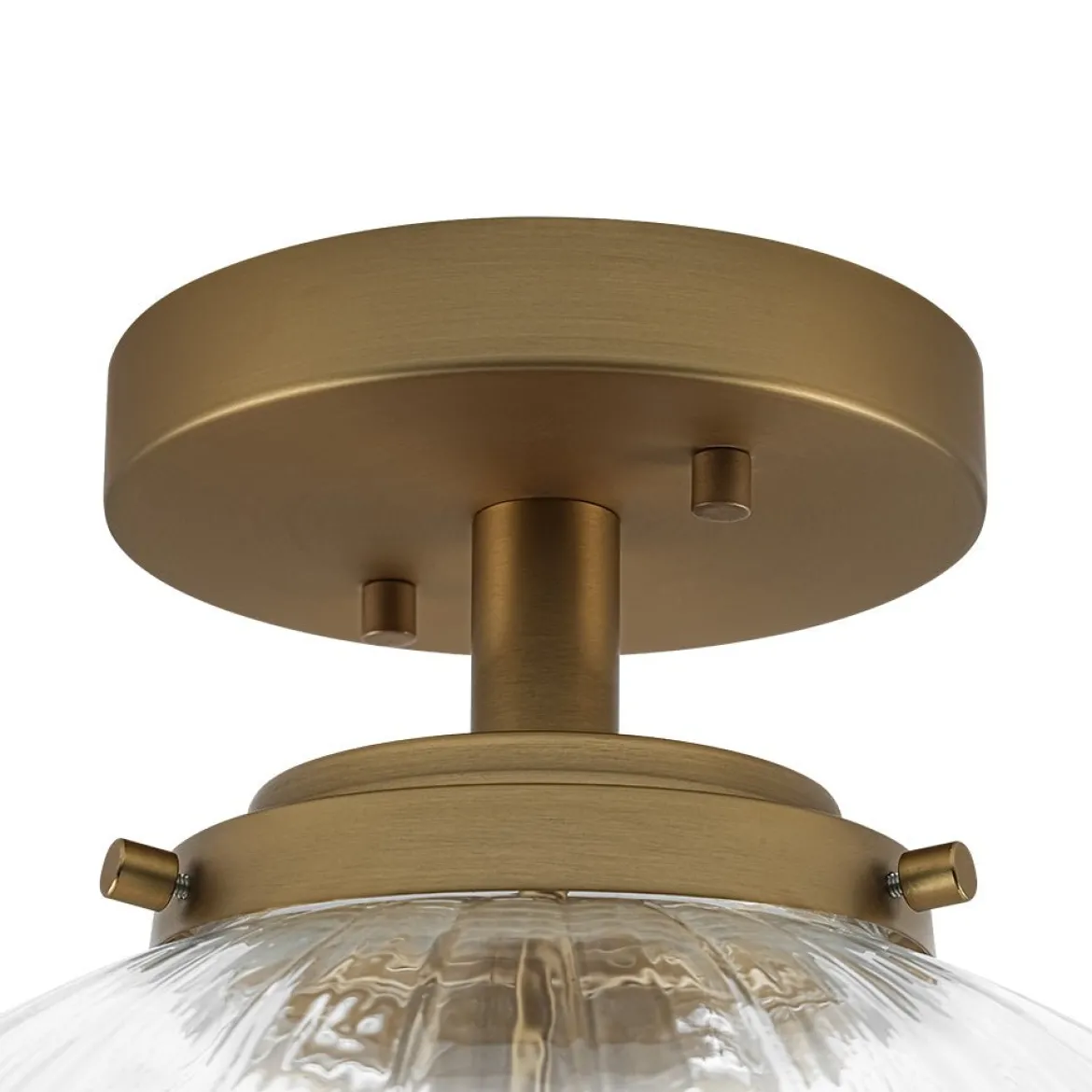 Modern 1-Light Clear Ribbed Glass Globe Semi Flush Mount