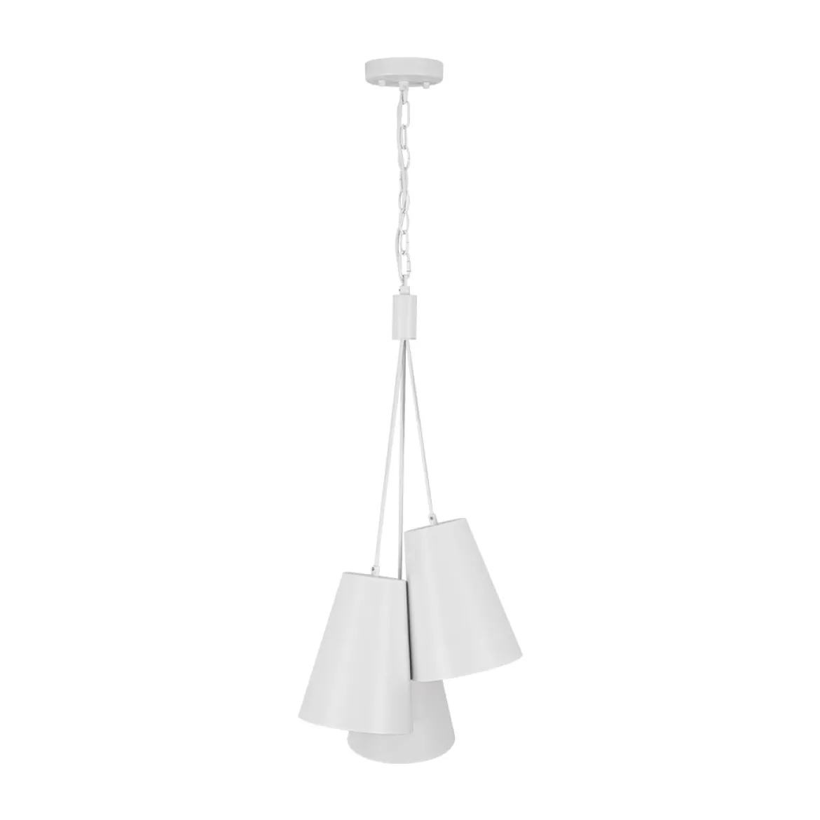 Modern 3-Light Cluster Metal Conical Shade Chandelier
