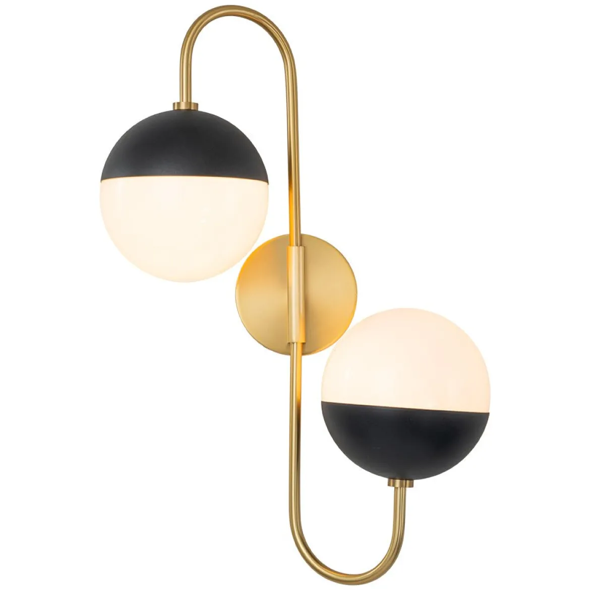 Modern 2-Light Double Goose Arm Globe Wall Sconce