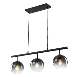 Modern 3-Light Gradual Smoked Glass Globe Island Chandelier