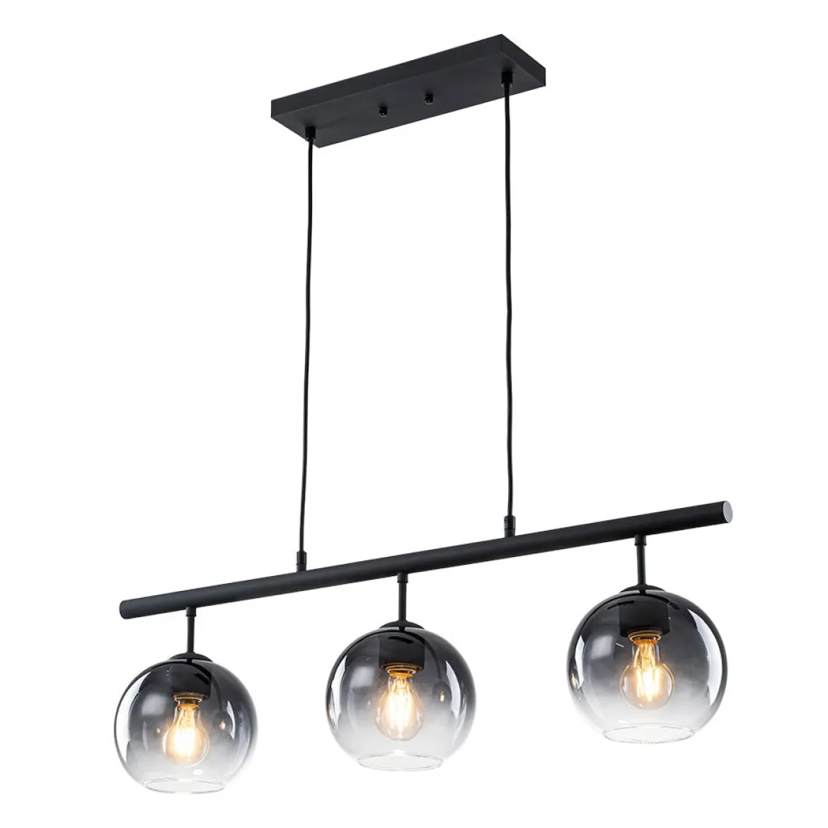 Modern 3-Light Gradual Smoked Glass Globe Island Chandelier