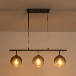 Modern 3-Light Gradual Smoked Glass Globe Island Chandelier