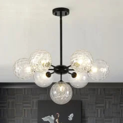 Modern 7-light Hammered Glass Globe Tier Sputnik Chandelier