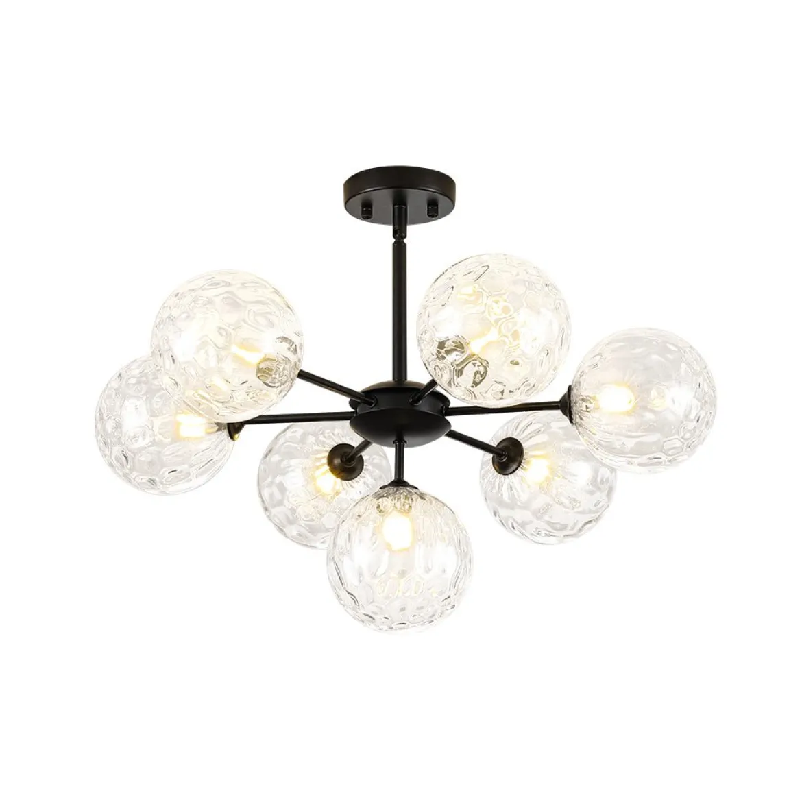 Modern 7-light Hammered Glass Globe Tier Sputnik Chandelier