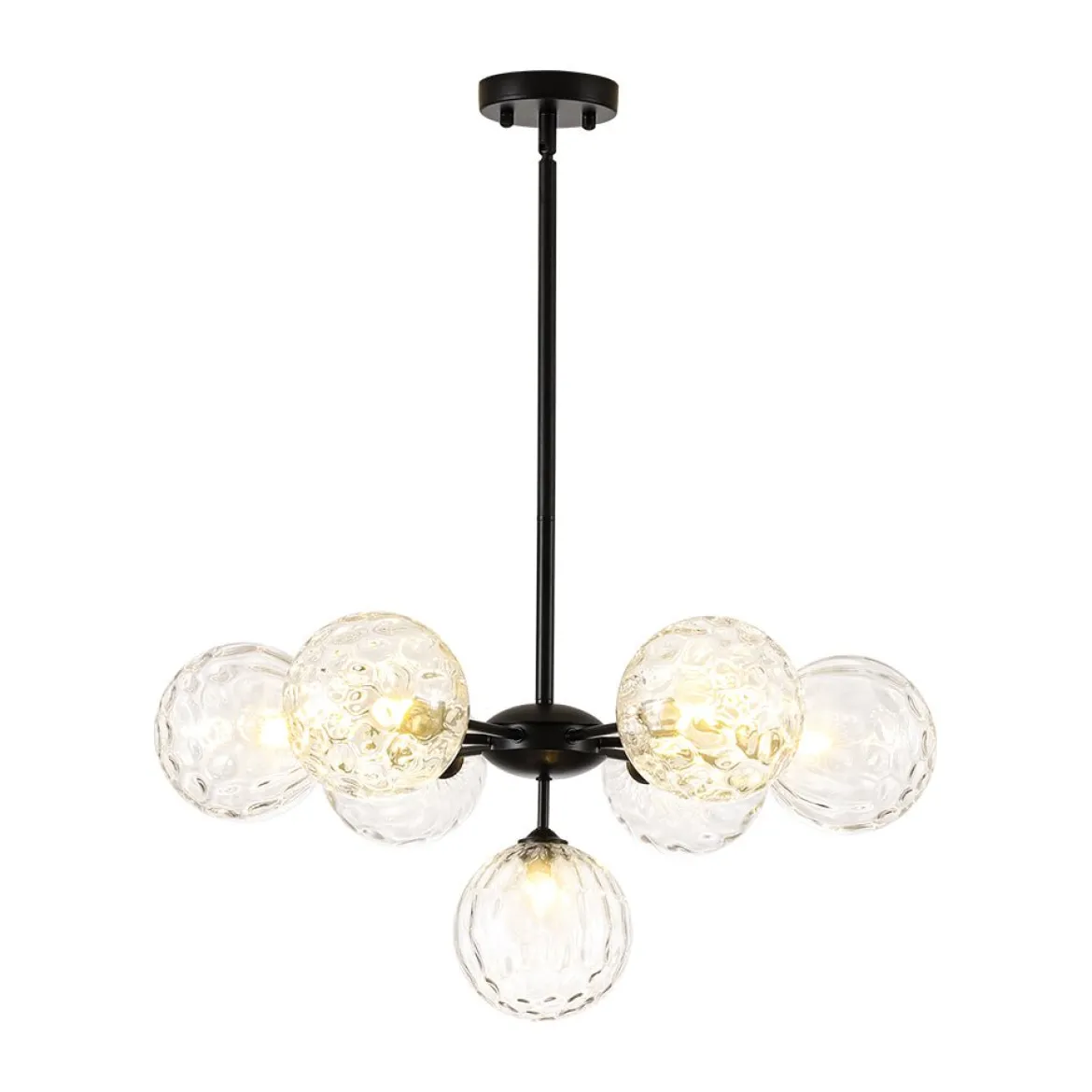 Modern 7-light Hammered Glass Globe Tier Sputnik Chandelier