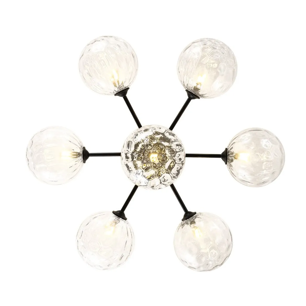 Modern 7-light Hammered Glass Globe Tier Sputnik Chandelier