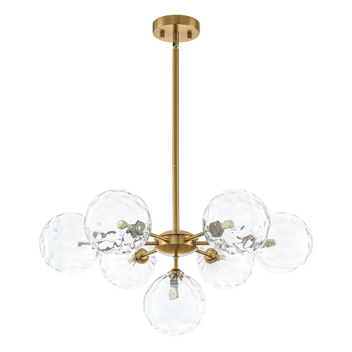 Modern 7-light Hammered Glass Globe Tier Sputnik Chandelier