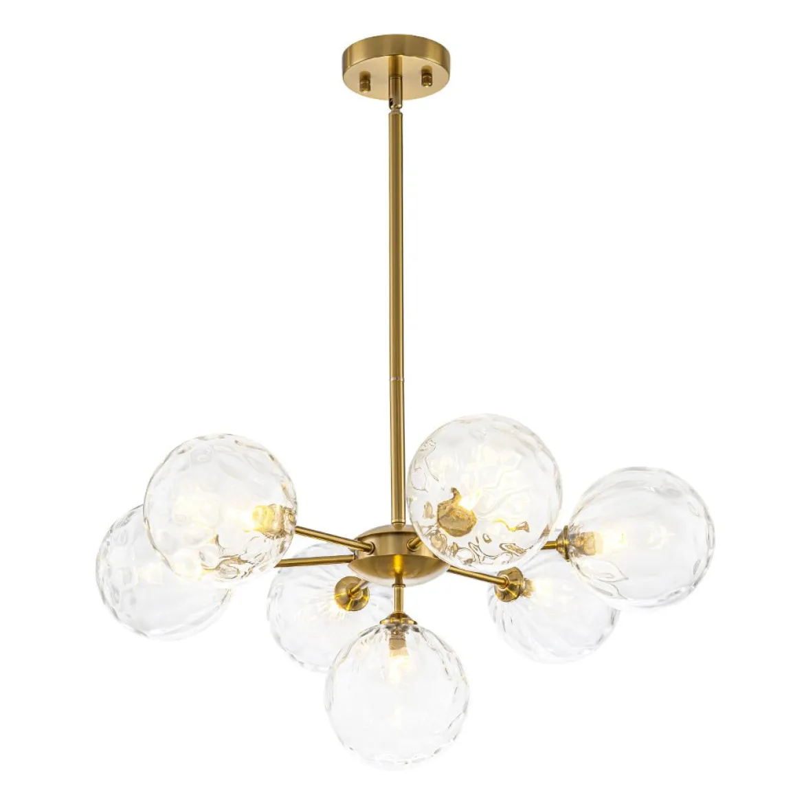 Modern 7-light Hammered Glass Globe Tier Sputnik Chandelier