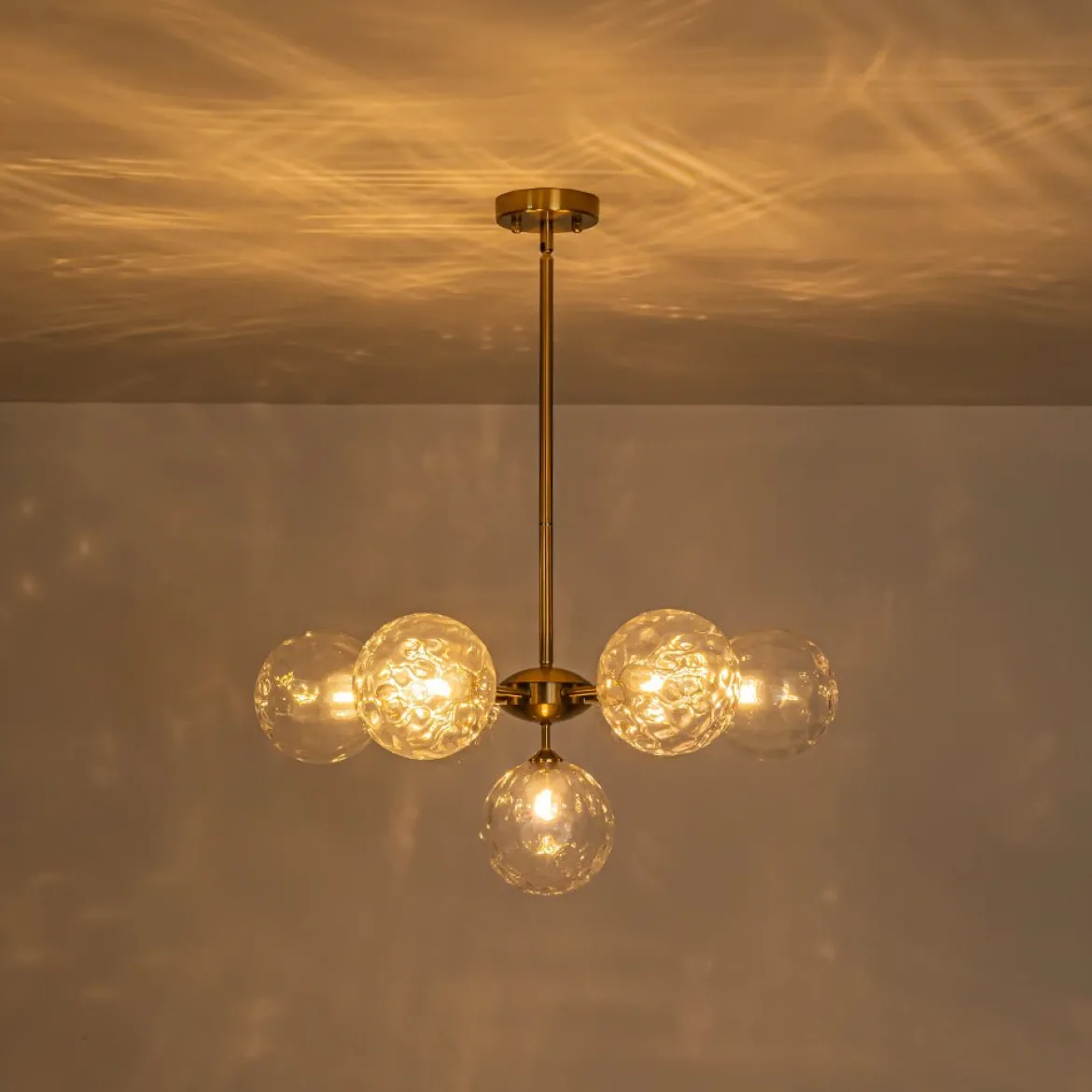 Modern 7-light Hammered Glass Globe Tier Sputnik Chandelier