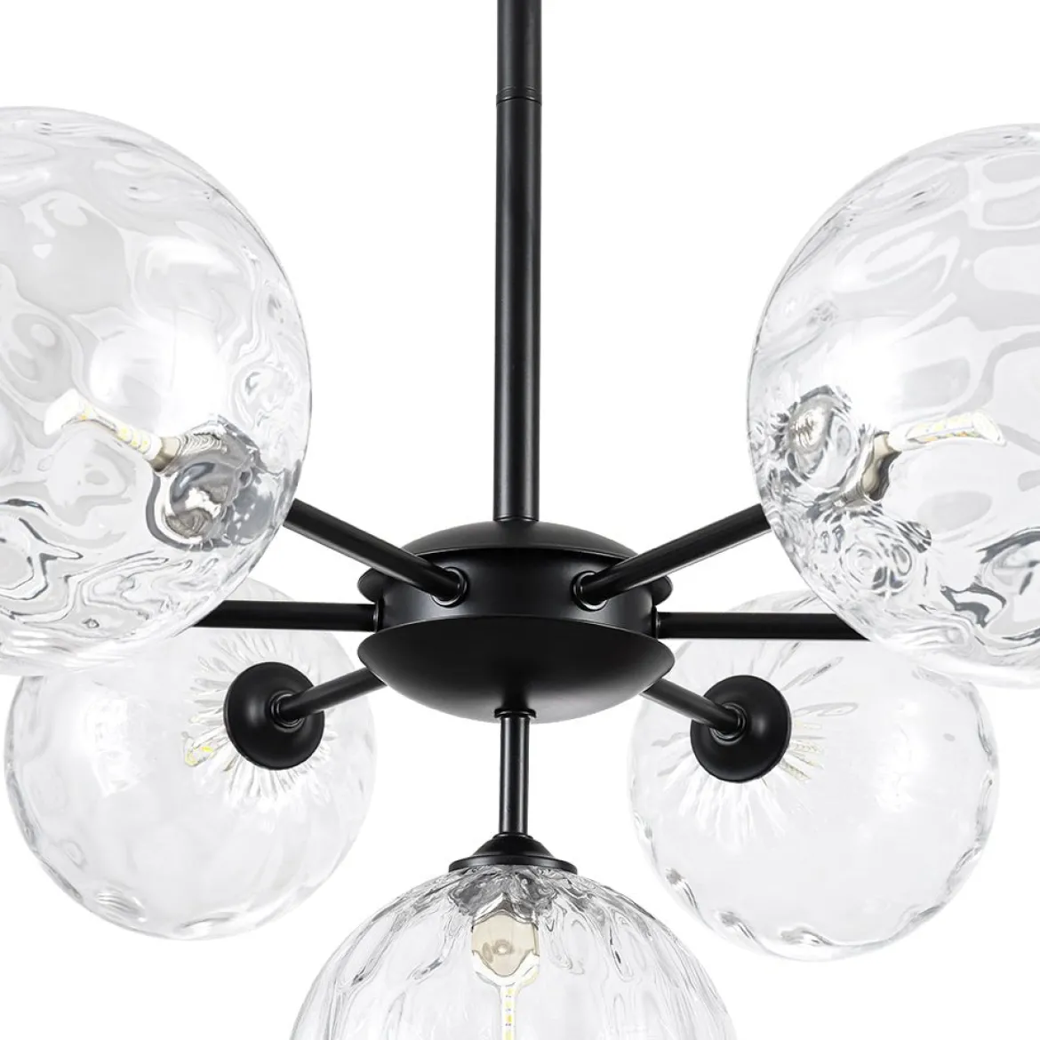 Modern 7-light Hammered Glass Globe Tier Sputnik Chandelier