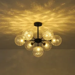 Modern 7-light Hammered Glass Globe Tier Sputnik Chandelier