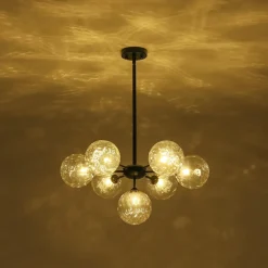 Modern 7-light Hammered Glass Globe Tier Sputnik Chandelier