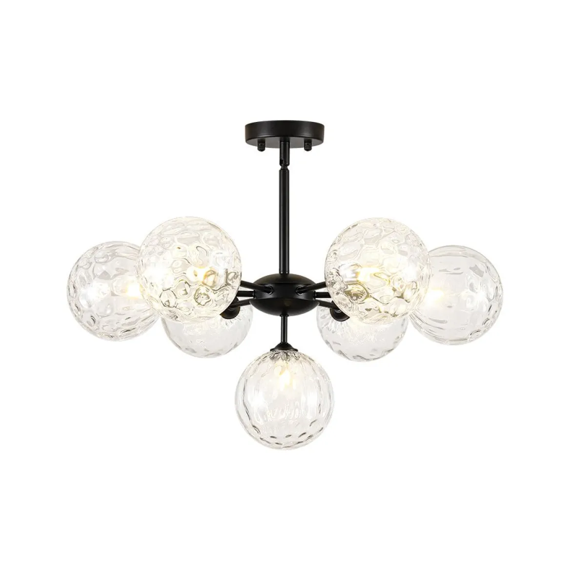 Modern 7-light Hammered Glass Globe Tier Sputnik Chandelier
