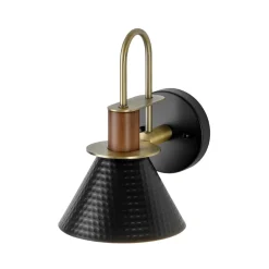 Modern 1-Light Hammered Iron Conical Wall Sconce