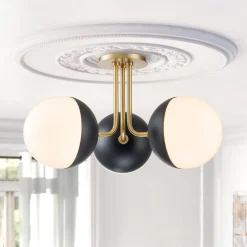 Modern 3-Light Milky Glass Globe Ceiling Light